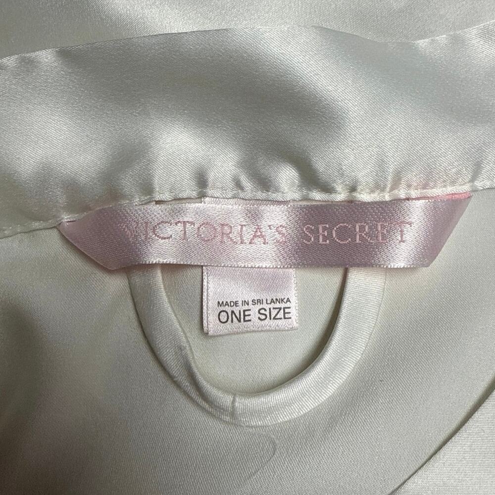 Vintage Victorias Secret White One Size Robe Bridal Silky Satin Wedding Kimono - Picture 3 of 8